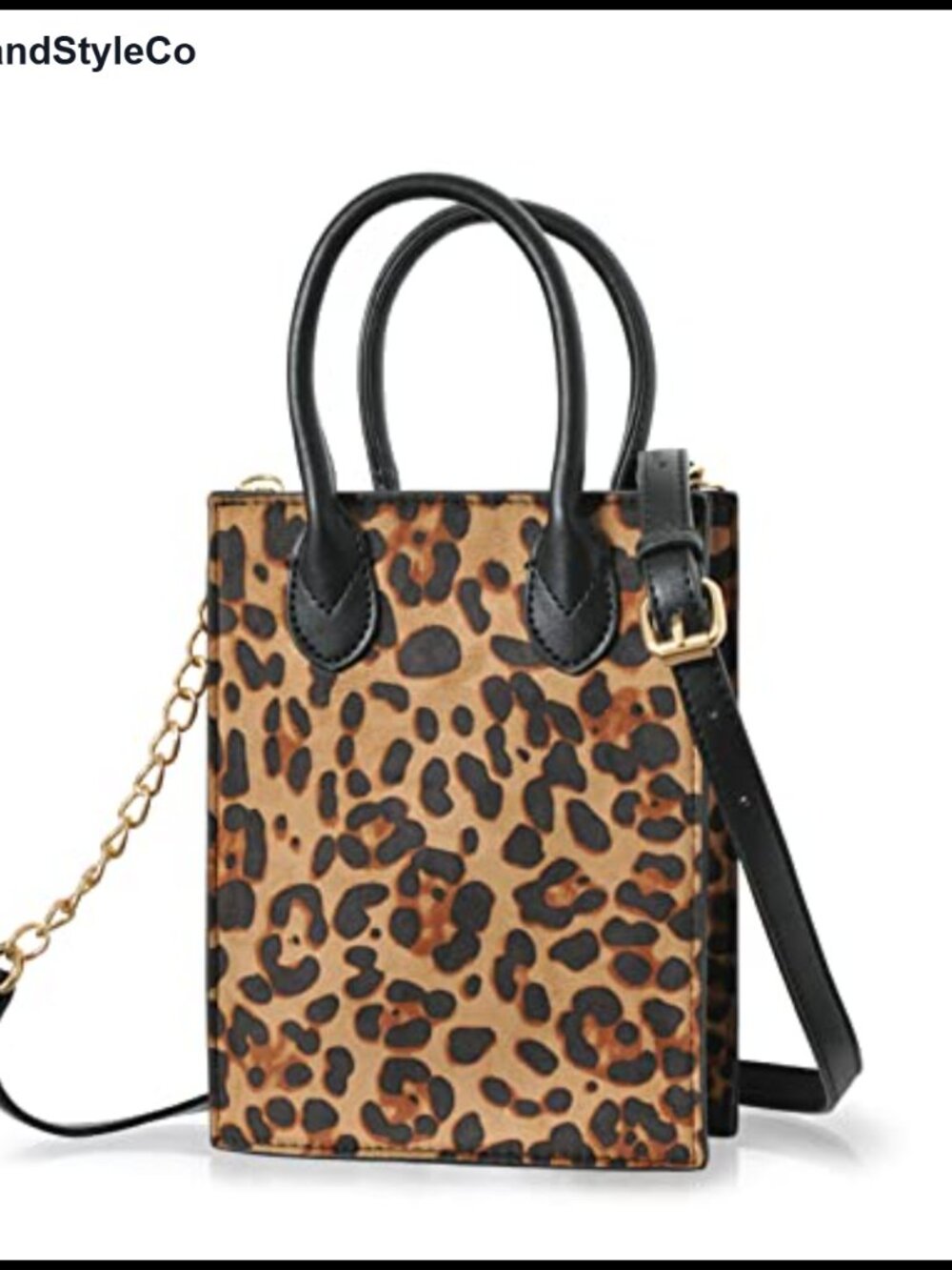 Mini Tote Leopard Print Vegan Leather Satchel Crossbody Shoulder Bag
